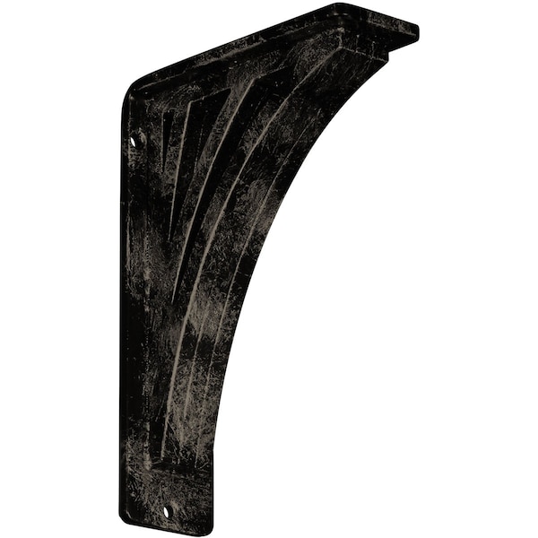 Ekena Millwork Nevio Wrought Iron Bracket, (Triple center brace), Antiqued Pale Gold 2"W x 5 1/2"D x 8"H BKTM02X05X08TNEAPG - main